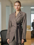 2025 Summer Fashion New Personality Niche Design Feeling With The Door To Collect The Waist Thin Blazer Suit Jacket Female