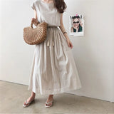 Dress 2025 Summer New Can Be Loose Waist Generous Cotton Linen Dress