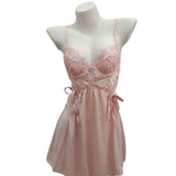 Embroidery Lace Back Pajamas With Thoracic Pad Pure High-End Sling Skirt Female Sexy Ribbon Sling