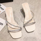 New Women's Style Coarse And Slippers Korean Version Of Simple Fashion Transparent Cool Slippers Outside Wearing The Front Half Slippers