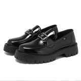Of 2025 New Youth Round Head Big Head Low Heel Set Foot Fashion Casual Daily Paint Leather Shoes