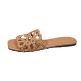 New Fashion Type Small Simple Hollow Cool Slippers Outside Wearing Flat Bottom Side Casual Beach