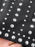 Winter Women Black Rivet Bodycon Dress Vintage Stand Collar Long Sleeve Slim Retro Mini Vestidos Female Sheath Robe