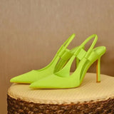 Women's Fine Heel 2025 Spring New Cloth Head Pointy Single Shoes Behind Trip With Skirts And Head Women's