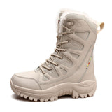 Combat Boots Men's Large-Size Outdoor Plus Velvet Warm Snow Boots Men's High-Top Cotton Shoes Couple Climbing