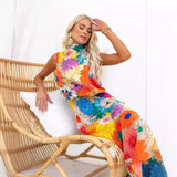 Zingj Years Of Style Fashion Print Sleeveless Neck Waist Dress