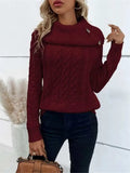 And Winter New Knitted Collar Button Design Shoulder Sleeve
