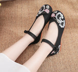 Zingj Women's Embroidered Shoes Single Shoes Flower Cloth Shoes Women's Cheongsam Shoes With Buckle White Red Black Shoes