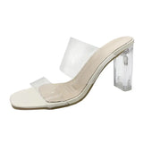 New Summer Transparent Heel High Heel Simple PVC Cool Slippers With Toe Women's
