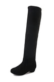 Long Boots Women's New Round Head High Cylinder Two Wearing Elastic Boots Flat Emvelvet Large Size Women's