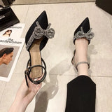 Sandals Women's Fine Heel Tip 2025 Summer New Bag Head Casual Wine Glass And A Word Buckle With Sandals