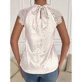 Stand Collar Top Lady Loose Sleeveless Sexy Lace Shirt Womens Blouses Solid Pink Shirts 2023 Pullover Blusas Mujer