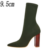 New Socks Boots Fashion Ankle Boots For Women Boots Balck Pointed Toe Elastic Heels Shoes Fetish Autumn Winter Female
