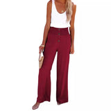 Women's Spring And Summer New Women's Pants Solid Cotton Tampons Tight Loose Leisure Wide Legs Women's