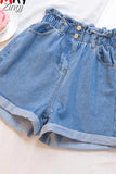 Women's Denim Shorts Summer 5Xl High Waist Elastic Waist Harem Ruffle Shorts Jeans For Women