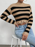 Women's Clothing Fashion Round Collar High-Waist Short Striped Knitted Short