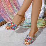 New Women's Water Drill Golden Sandals Cover Transparent Thick-Soled Party With Sandals High