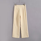 And Autumn Women's Fashion With Belt Solid Color Casual Suit Jacket High Waist Trousers