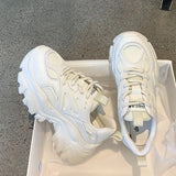 Street Thick-Bottomed Old Dad Shoes Women Breathable Mesh 2025 Spring And Autumn New Black And Casual Sports Shoes In
