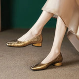 Coarse Heel Single Shoes Women 2025 Spring New Heeled Leopard-Print Women's Shoes Black Fashion