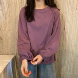 Zingj Women's Fall 2024 New Korean Version Loose Sleeve Student Lantern Sleeve Long-Sleeve T-Shirt Women's Solid Color Bottom Shirt