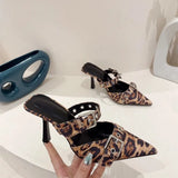 New Pointed Belt Buckle Single Heel Women's Head Silver Back High Heel Sandals