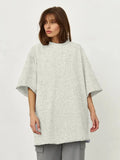 Spring Summer New 260G Cotton T-Shirt Hot Pure Color Short-Sleeved Women Loose Large Version