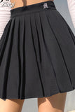 Casual White Letter Embroidery High Waist Woman Skirts Summer Fashion Pleated Skirt Short 2023 Girls Mini