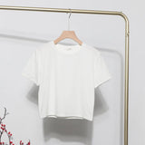 Real-Apamine Solid Short-Sleeved T-Shirt Burst Small Short Sweet Spicy Slim Slim Thin Collar Top