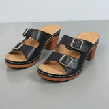 Large-Size Velo Heel Sandals Women's Belt Buckle Bottom Large-Size Beach Cool