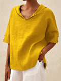 Summer New Women's Solid Cotton Loose Top T-Shirt Short