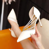 High-Heeled Women's Niche Temperament Working Shoes 2025 Summer New Water Drill Tip Finger Fine Heel Single Shoes