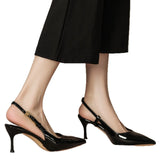 Women 2025 New Metal Fine Heel Tip One By One With The Royal Sister Sexy Red Leather Head