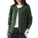 Round-Necked Cardigan Coat Women Thin Loose Embroidered Knitted Shirt Outside A Short