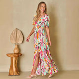 Women's Open-Sleeved Dress Print With Large Dress Dress Women