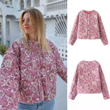 Women's ZA Autumn And Winter Thick Round-Neck Long-Sleeved Printed Short