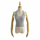 Zingj New Multicolor V-Collar Neck Suspender Summer Solid Color Bare Back Short Style Exposed Navel Wiped Chest