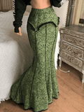 Vintage Mermaid Patchwork Printed Maxi Skirt- Outfit