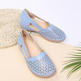Summer Large-Size Casual Sandals Women's Slope Hollow Pure Color Single Shoes Low-Heeled Sandals