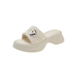 Slippers Female Spring And Summer New Fairy Wind Love Simple One-Word Trawl Red Pine Cake Thick Bottom Beach