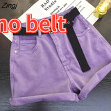Women Summer Denim Solid Crimping All-match High-waist Wide-leg Students Korean-style Casual Streetwear Chic Slim