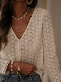 Women's Clothing 2025 Spring And Summer New Fashion Mesh Long Sleeves Short V-Neck Bottom