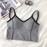 Women Backless Spaghetti Strap Sexy Seamless Tanks Womens Slim Patchwork Chic Ins Sexy High Elasticity Fashion Tops