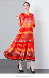 Exquisite Dress Women 2025 New Lazy Wind Collar Mid-Sleeves To Close The Waist Temperament 100-Fold Printing