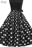 White Patchwork Polka Dot Summer Dress Women Vintage 50s 60s Pin Up Rockabilly Dress Robe Party Office