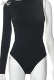 Sexy Bodysuit for Women Rompers Single Long Sleeve Off Shoulder Backless Solid Color Casual Party Jumpsuit Black