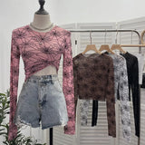 Spider-Web Yarn Velvet Perspective Bottom Shirt Dark T-Shirt T-Shirt Short Long-Sleeved T-Shirt Top