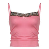 Style Sexy Leopard Print Spliced Flower Sling Vest Babes Thin Back Short