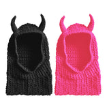 Zingj And Winter New Halloween Funny Knitting Ox Horn Hat Fashion Warm Wool Hat