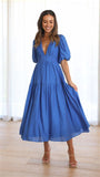 Zingj Years Leisure Fashion Trend Summer V Collar Waist Long Dress